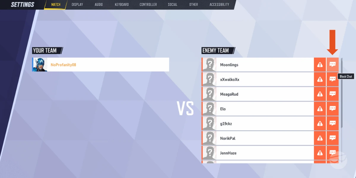 how to mute players in marvel rivals