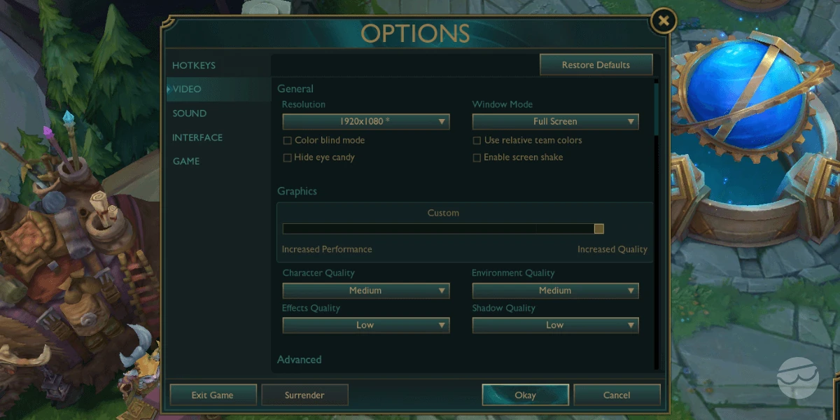 best lol video settings
