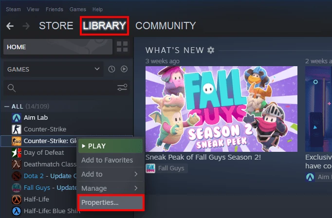 Rightclick on CS2