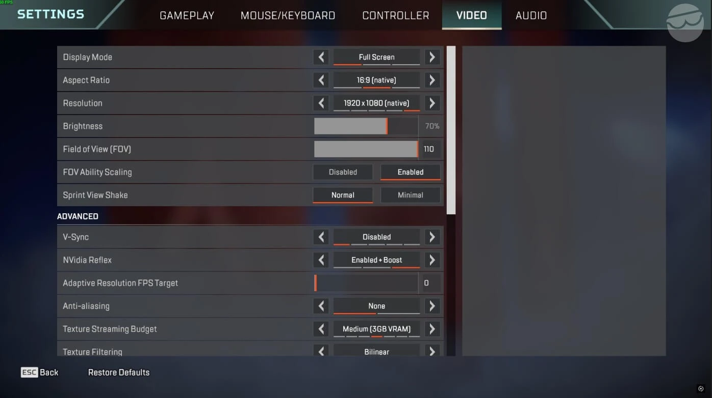 best video settings for apex