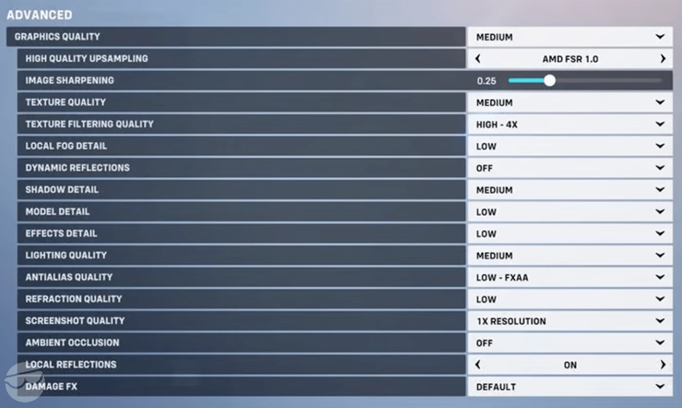 ow advanced settings