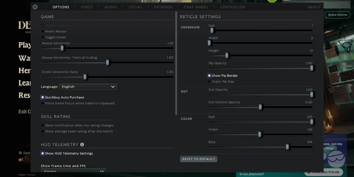 best deadlock game settings