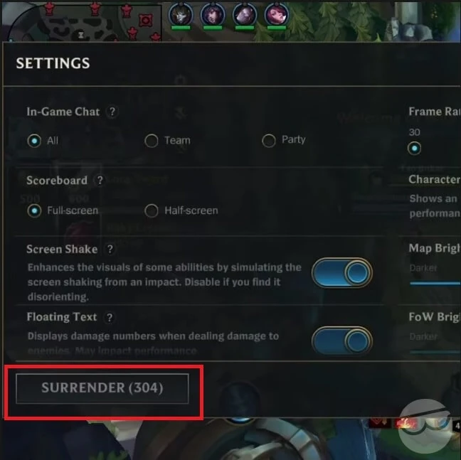 starting surrender in wild rift