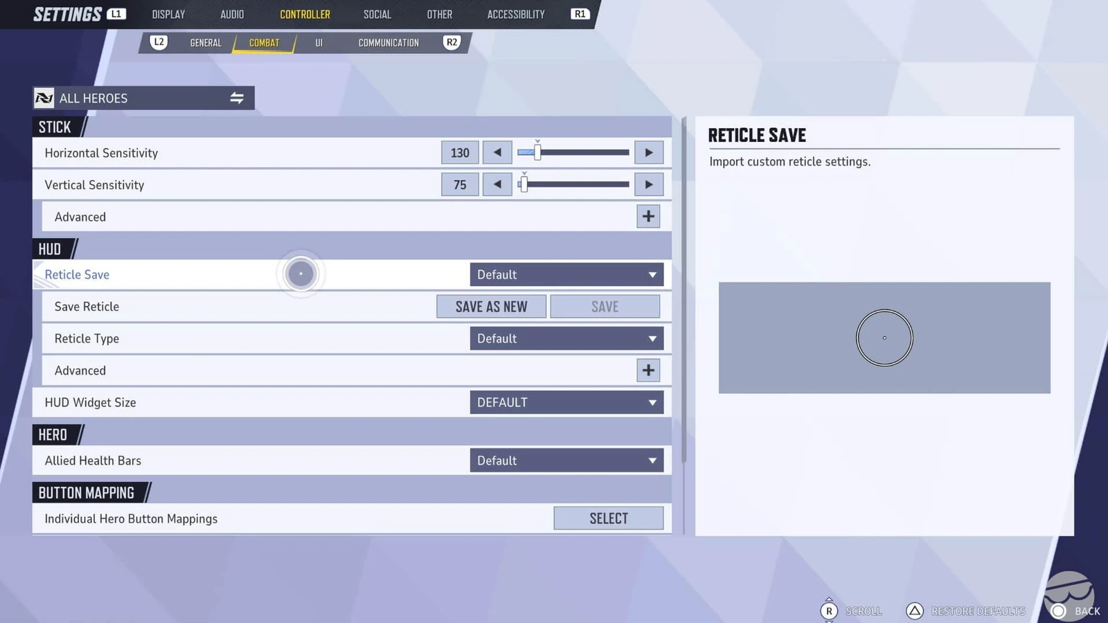 marvel rivals crosshair settings