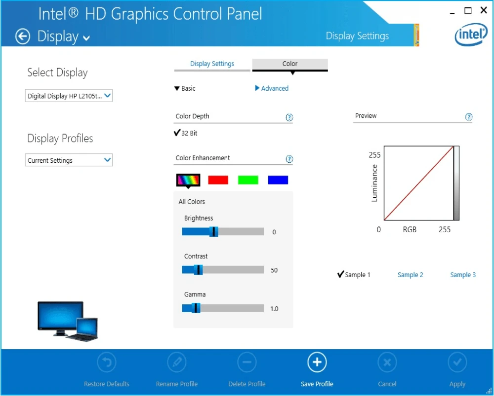 Intel HD Graphics Color Enhancement