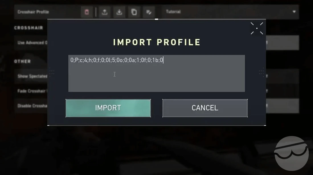 import export or copy valorant crosshair