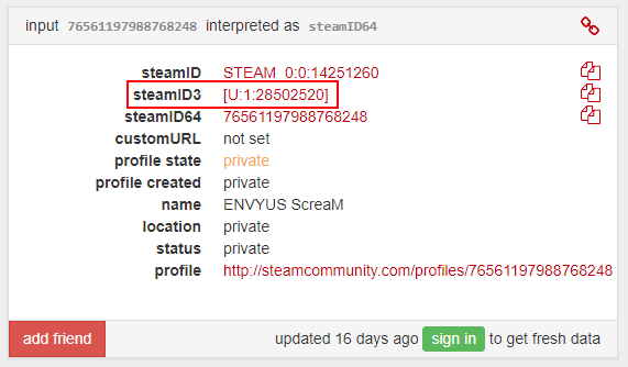 steamID3 - This is what we need to find folder