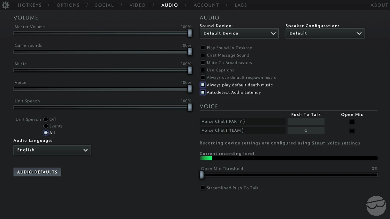 best dota 2 audio settings