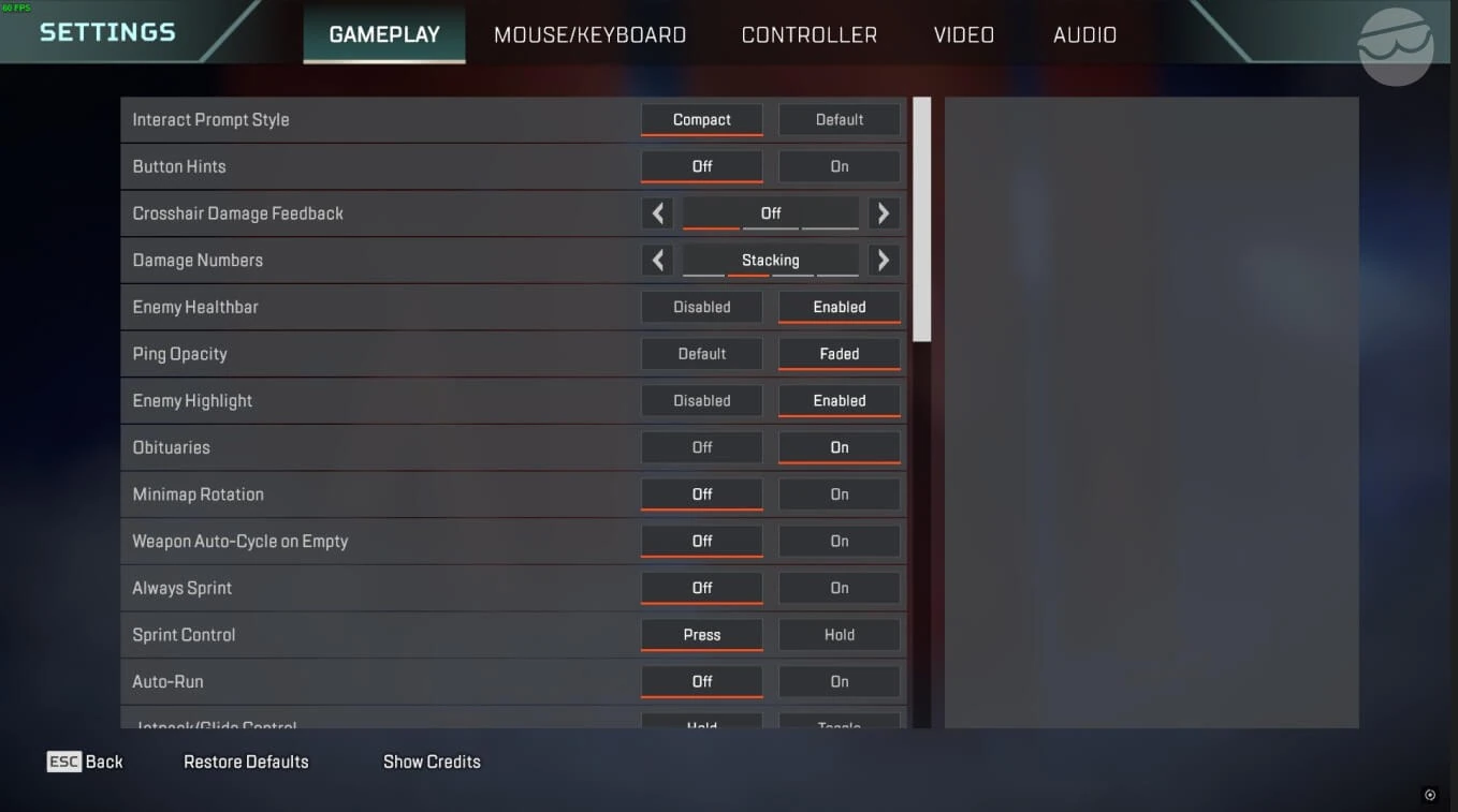 best gameplay settings for apex