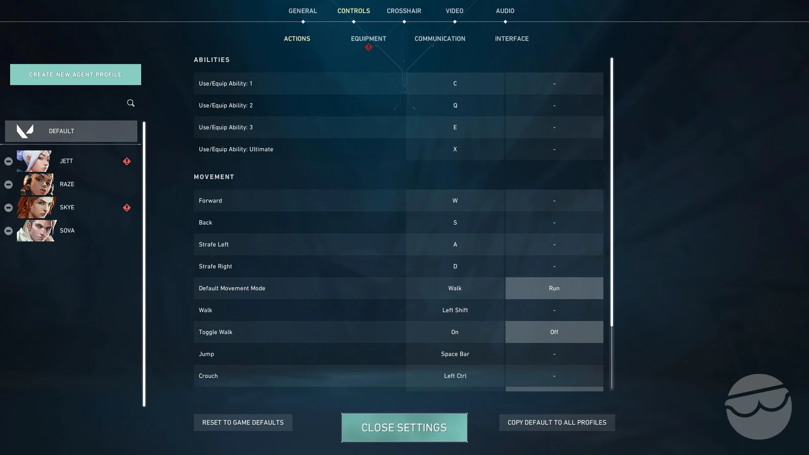 best valorant keybinds